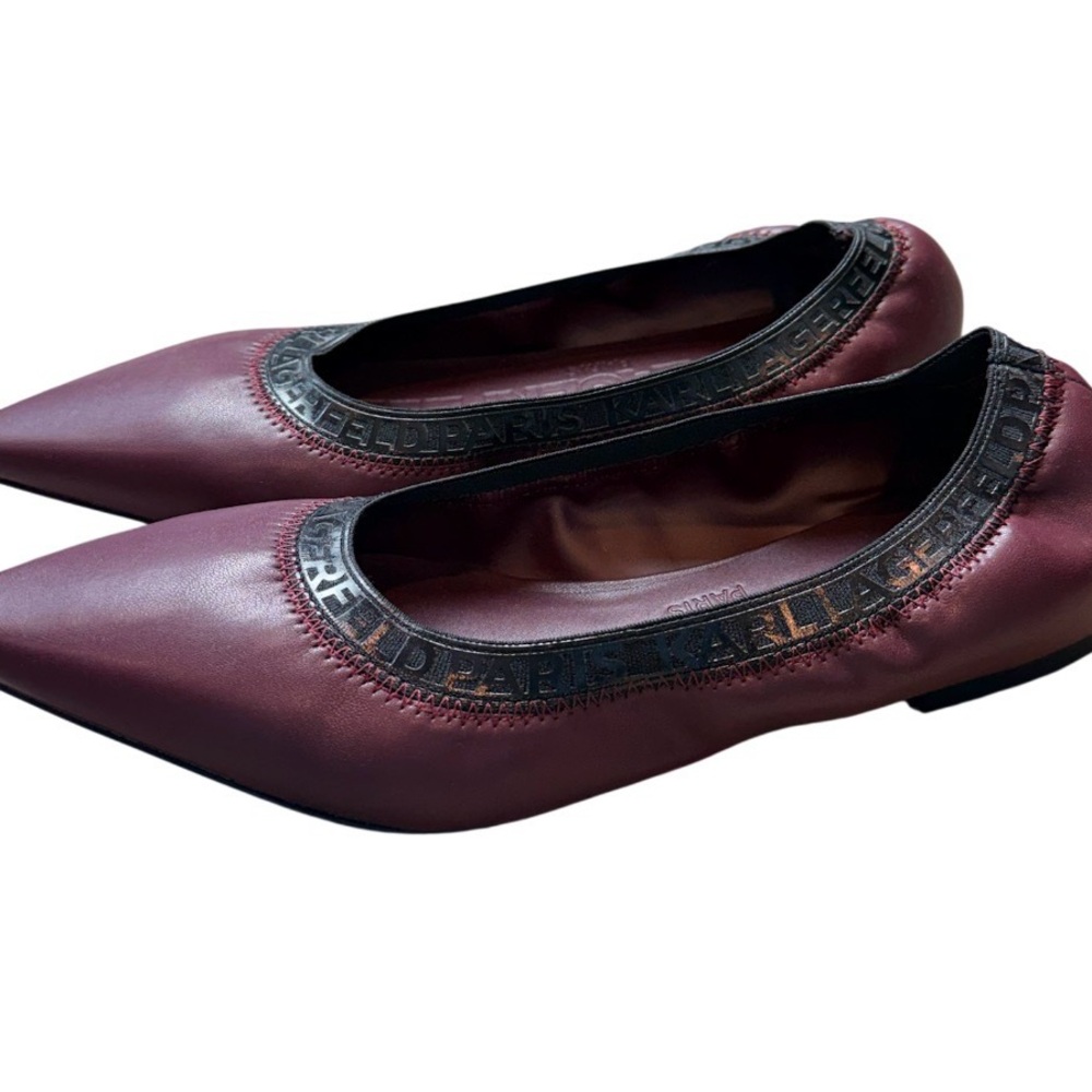 Karl Lagerfeld Paris Women's Burgundy Vinette Ballet Flat - Picture 3 of 6